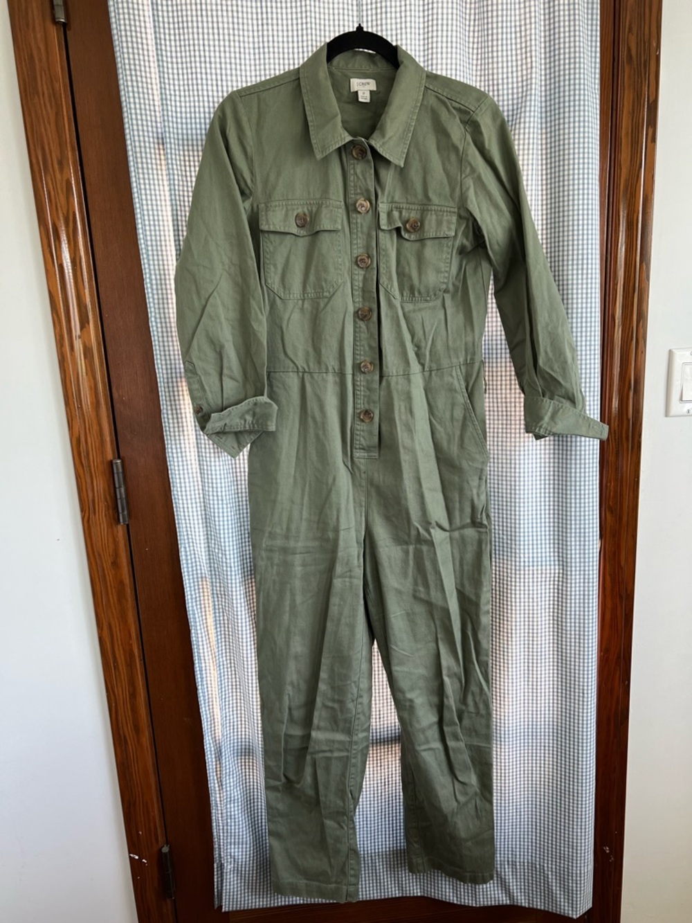 J. Crew Olive Green Button-Front Utility Jumpsuit
